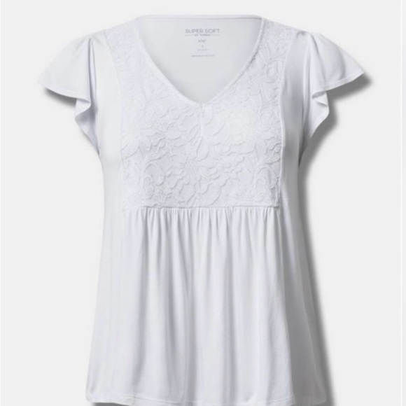 Torrid NWOT super soft knit v neck lace ruffle tank. Size 0. - Picture 8 of 8